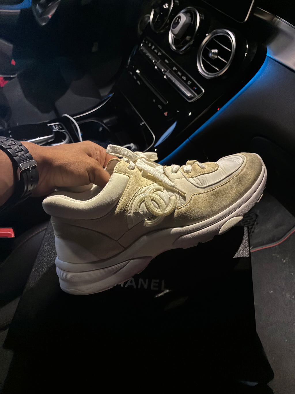 Chanel White Beige Sneakers